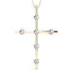 14K Yellow Gold Diamond Religious Cross Pendant