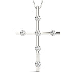 18K White Gold Diamond Religious Cross Pendant