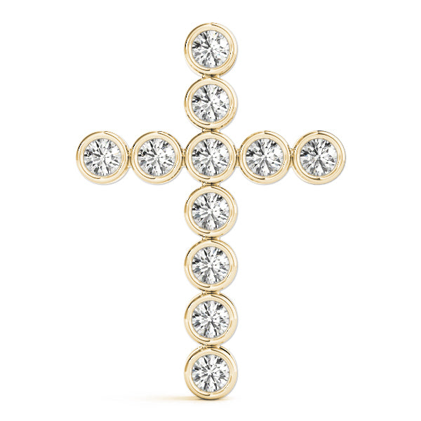 Yellow Gold Diamond Cross Pendant | Religious Jewelry