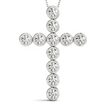 14K White Gold Diamond Cross Pendant Jewelry