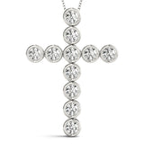 14K White Gold Diamond Cross Pendant Jewelry