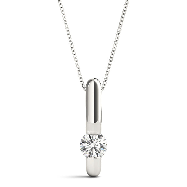 14K White Gold Lab Diamond Solitaire Pendant