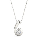 14K White Gold Diamond Solitaire Pendant
