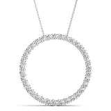 14K White Gold Diamond Circle Pendant