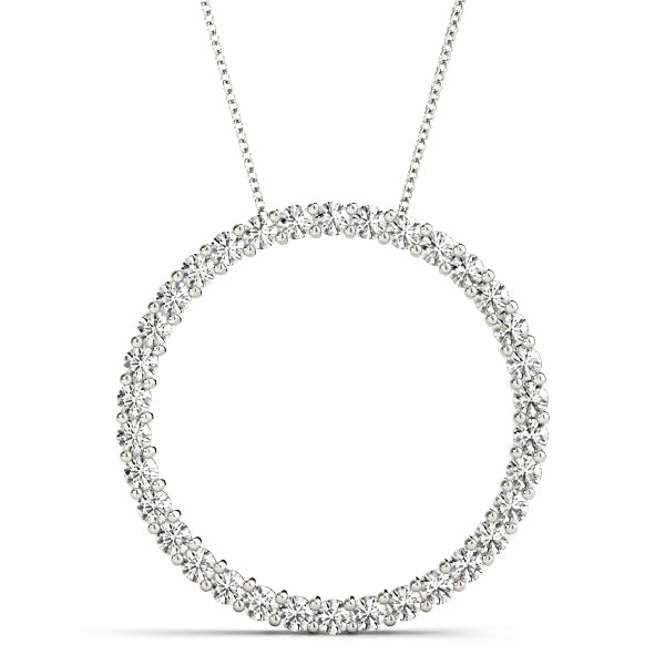 14K White Gold Diamond Circle Pendant