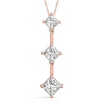 Rose Gold Lab Diamond 3-Stone Square Pendant