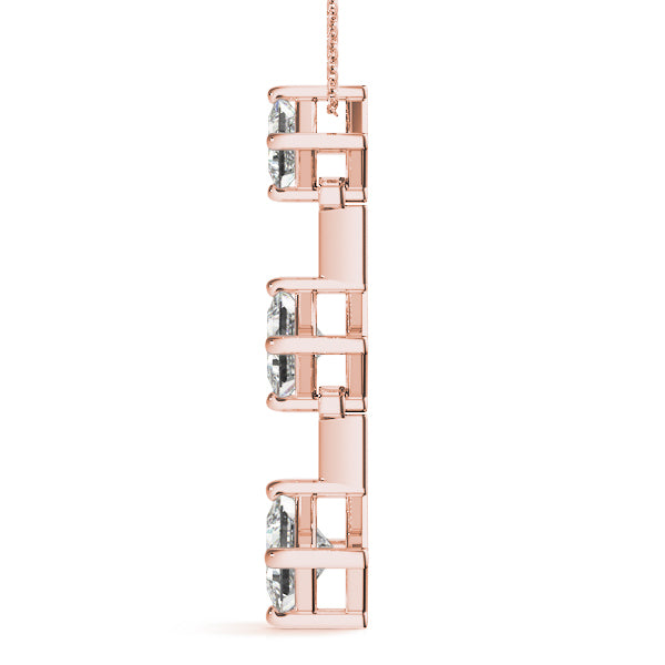 18K Rose Gold Lab Diamond 3-Stone Pendant