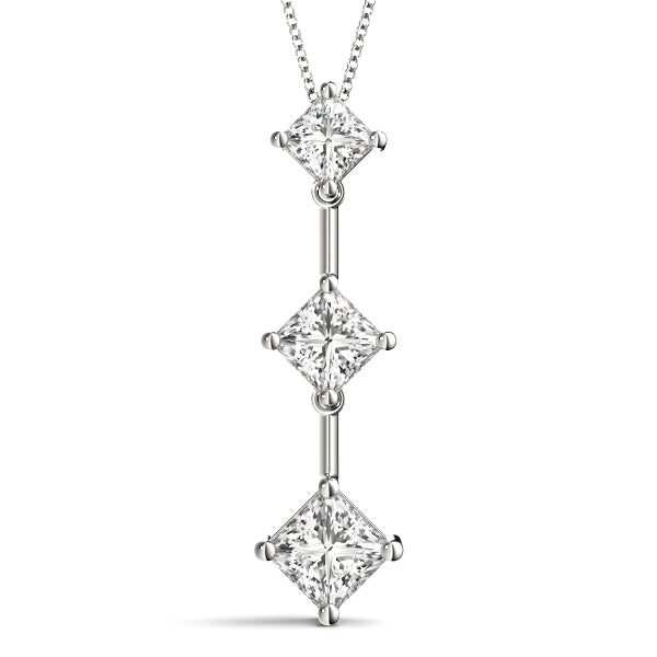 14K White Gold Lab Diamond 3-Stone Pendant