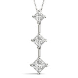 18K White Gold Square Diamond 3-Stone Pendant