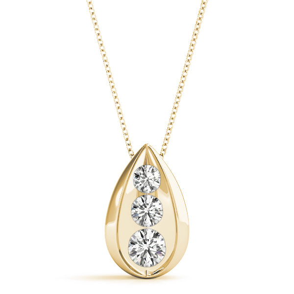 18K Yellow Gold Round Lab Diamond Pendant