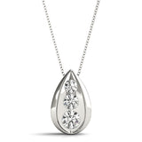 18K White Gold Lab Diamond 3-Stone Pendant