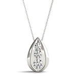 14K White Gold Lab Diamond 3-Stone Pendant