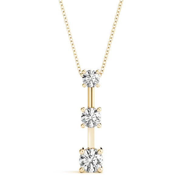 18K Yellow Gold Lab Diamond 3-Stone Pendant