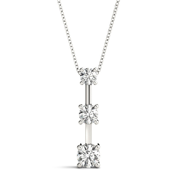 Platinum White 3-Stone Lab Diamond Pendant