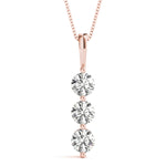 Rose Gold 3-Stone Lab Diamond Pendant