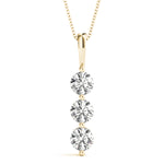 18K Yellow Gold Round Diamond 3-Stone Pendant