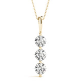 18K Yellow Gold Round Diamond 3-Stone Pendant