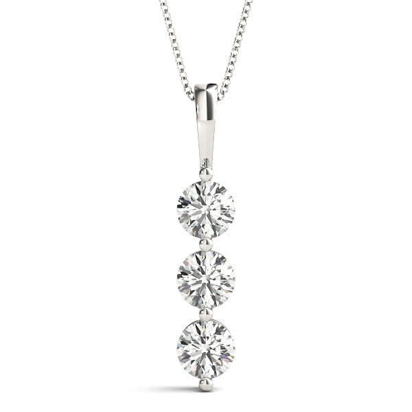 14K White Gold Lab Diamond 3-Stone Pendant