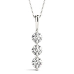 White Platinum 3-Stone Lab Diamond Pendant