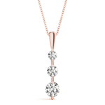 14K Rose Gold Lab Diamond 3-Stone Pendant