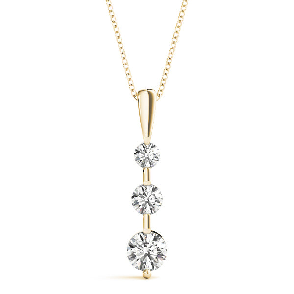 18K Yellow Gold Lab Diamond 3-Stone Pendant