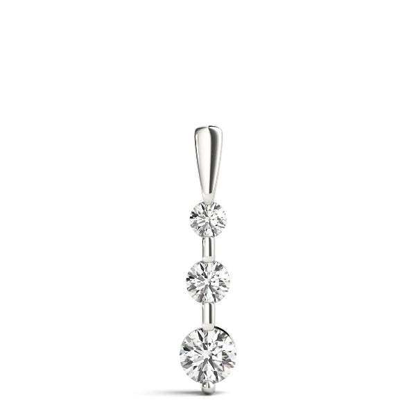 14K White Gold Lab Diamond 3-Stone Pendant