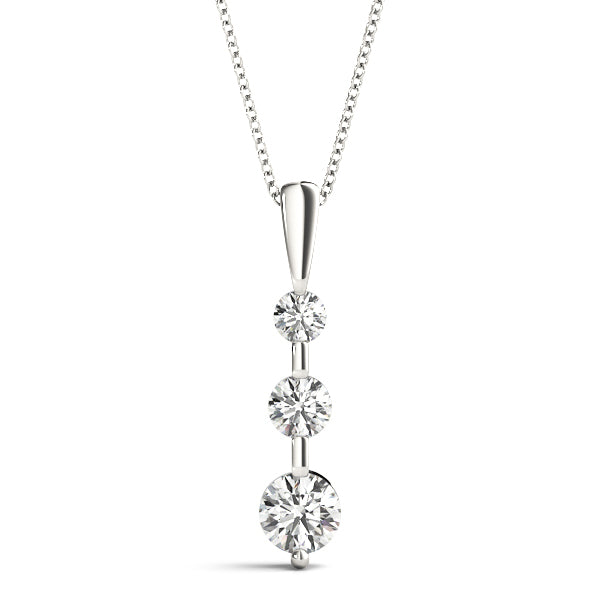 14K White Gold Lab Diamond 3-Stone Pendant
