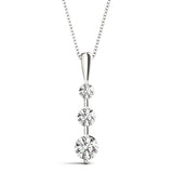 Platinum White Gold Round Diamond 3-Stone Pendant