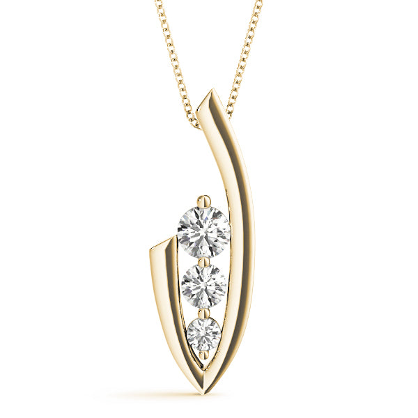 18K Yellow Gold Lab Diamond 3-Stone Pendant