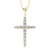 14K Yellow Gold Diamond Cross Pendant