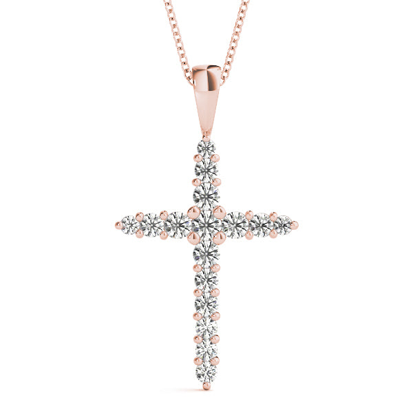 Rose Gold Diamond Religious Cross Pendant