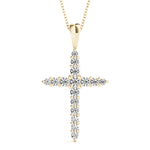 14K Yellow Gold Diamond Cross Pendant