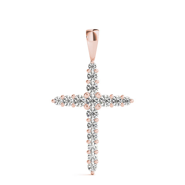 Rose Gold Diamond Religious Cross Pendant