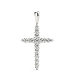 18K White Gold Lab Diamond Religious Cross Pendant