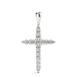 18K White Gold Lab Diamond Religious Cross Pendant