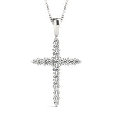 18K White Gold Lab Diamond Religious Cross Pendant