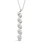 White Gold 5-Diamond Cluster Fashion Pendant