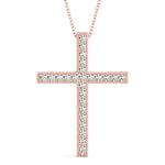 14K Rose Gold Diamond Religious Cross Pendant