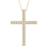 Diamond Religious Cross Pendant - 14K Yellow Gold
