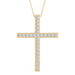 18K Yellow Gold Diamond Cross Pendant Jewelry