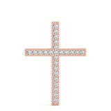 14K Rose Gold Diamond Religious Cross Pendant