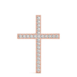 18K Rose Gold Diamond Religious Cross Pendant