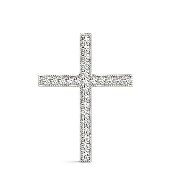 18K White Gold Diamond Religious Cross Pendant