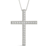 18K White Gold Diamond Religious Cross Pendant