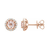 Round 4-Prong Halo-Style Earrings