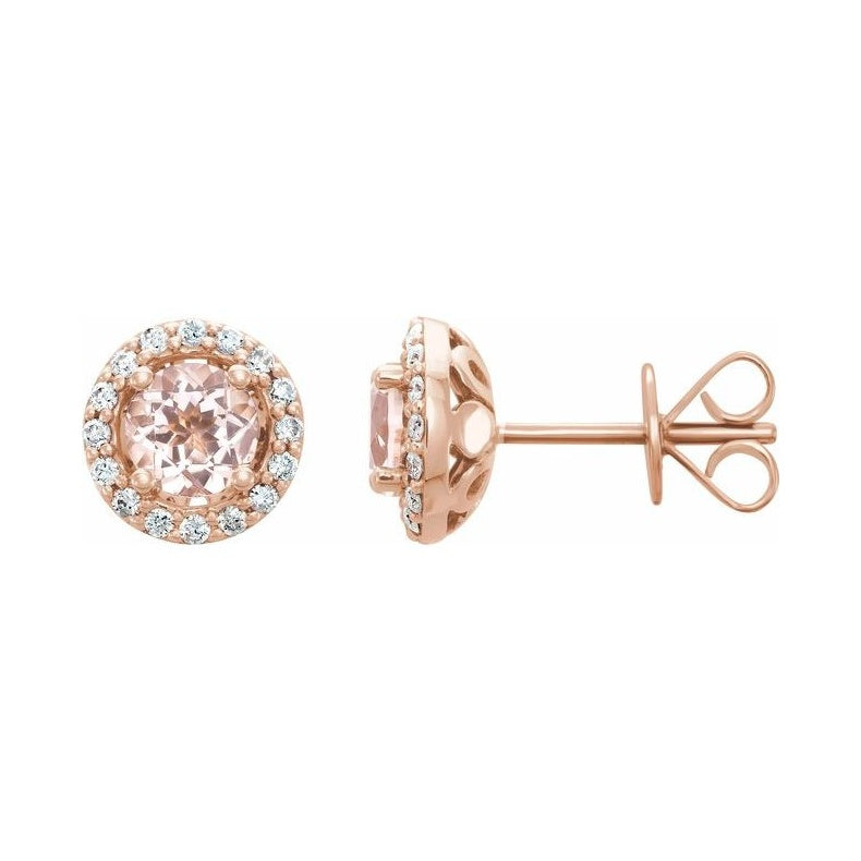 Round 4-Prong Halo-Style Earrings
