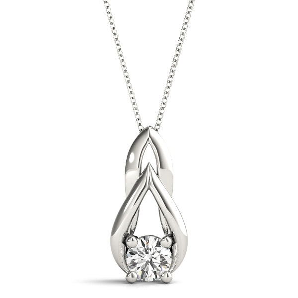 18K White Gold Lab Diamond Solitaire Pendant