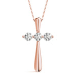18K Rose Gold Diamond Religious Cross Pendant