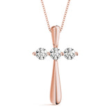 18K Rose Gold Diamond Religious Cross Pendant