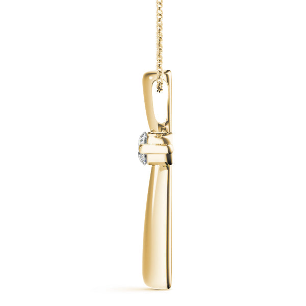 Diamond Religious Cross Pendant - 14K Yellow Gold